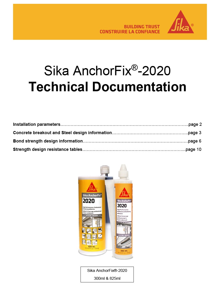 Anchoring - Sika AnchorFix®-2020 – Sika Corporation - Sweets