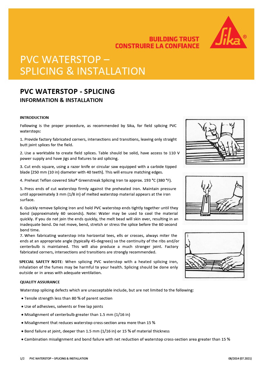 Splicing & Installation - PVC Waterstop