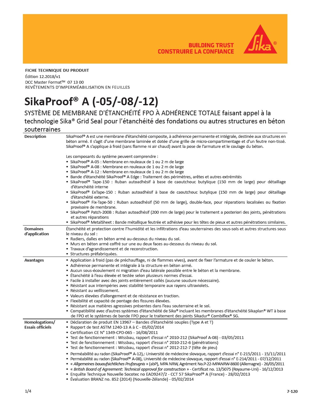 SikaProof® A (-05/-08/-12)
