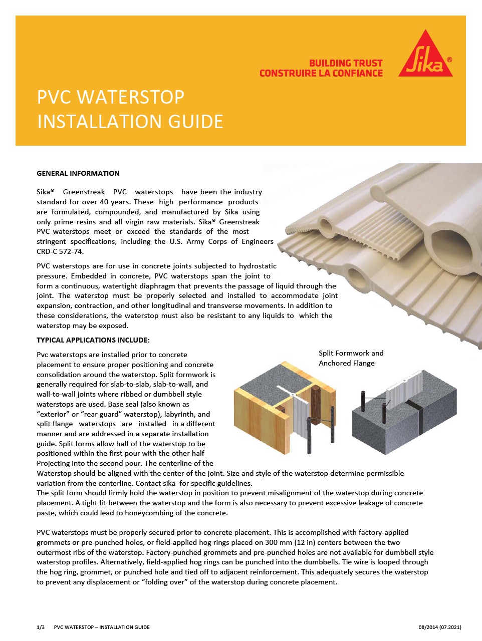 Greenstreak® PVC Waterstop, Greenstreak PVC Waterstops