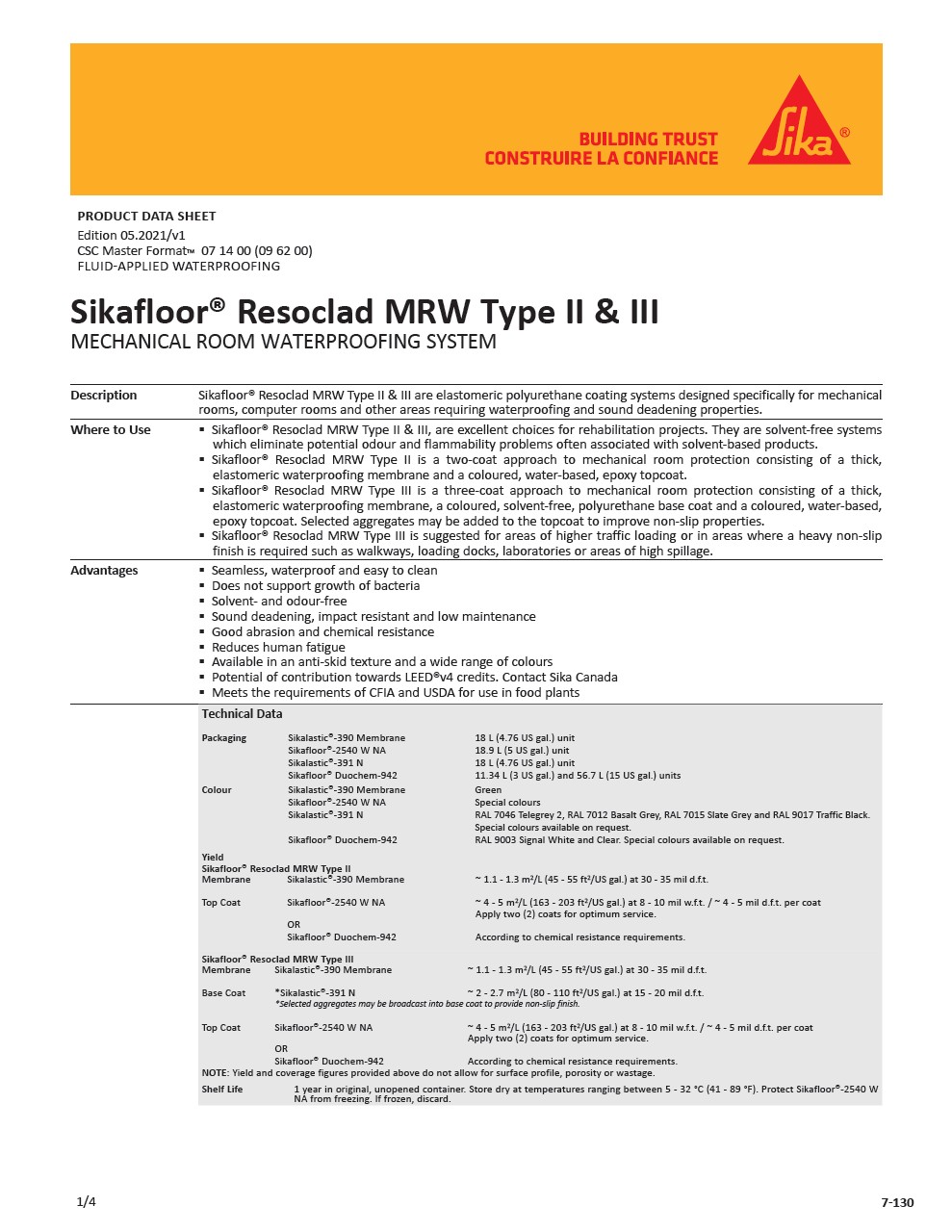 Sikafloor® Resoclad MRW Type II & III