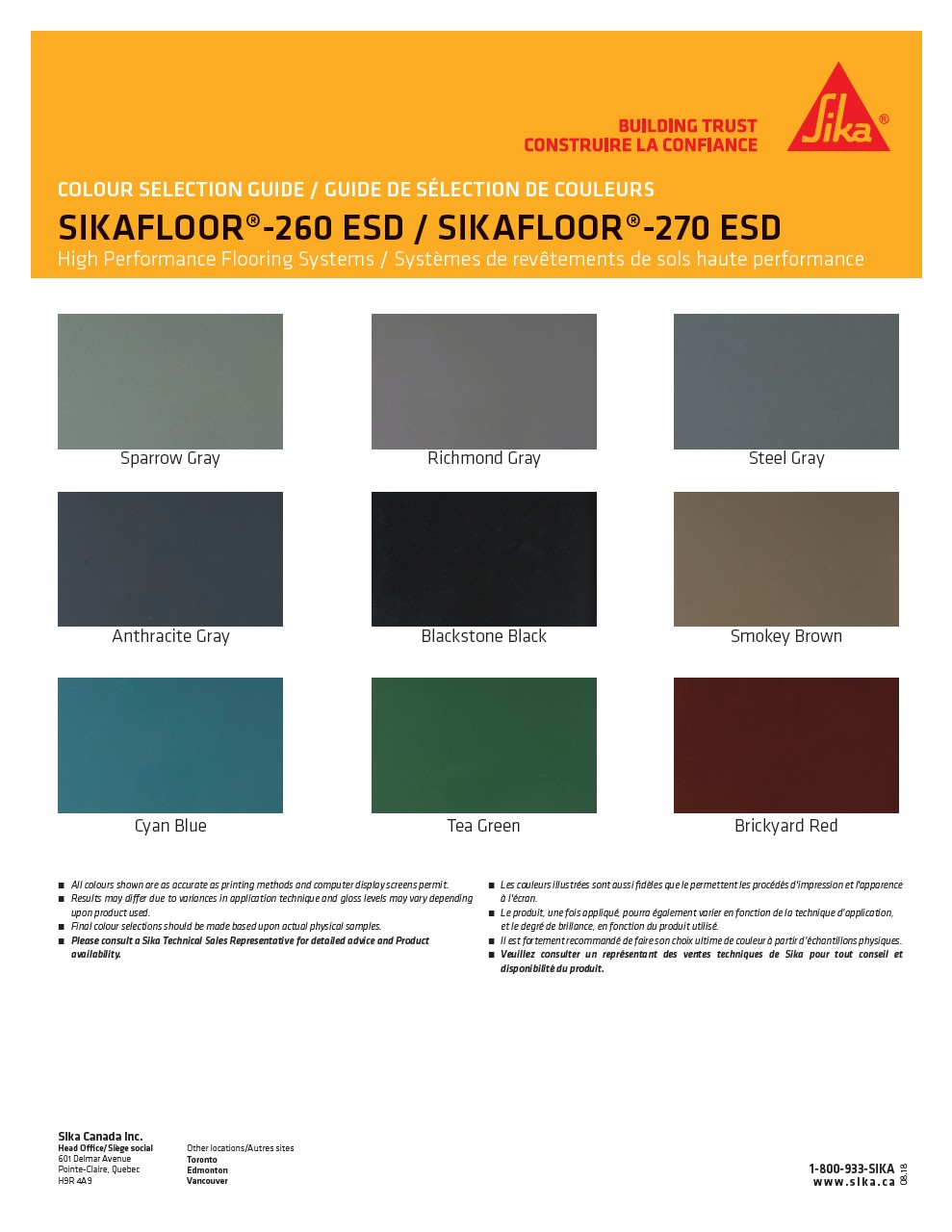 Guide de couleurs - Sikafloor ESD