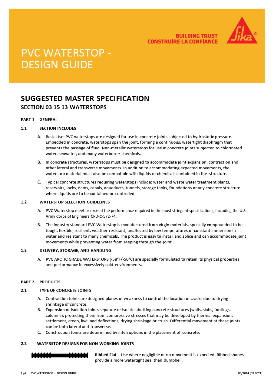 Design Guide - PVC Waterstop