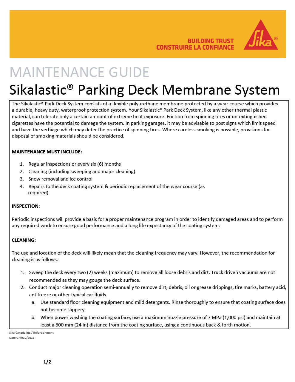 Sikalastic® Parking Deck Membrane System